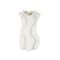 White Ceramic Abstract Ribbed Dimensional Wavy Vase with Floral Shaped Rim